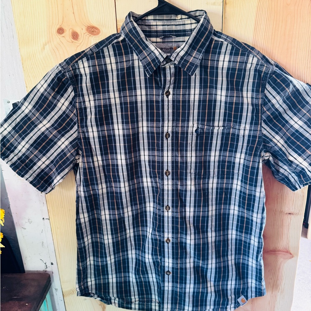 Carhartt Casual Blue Plaid Button Down Shirt